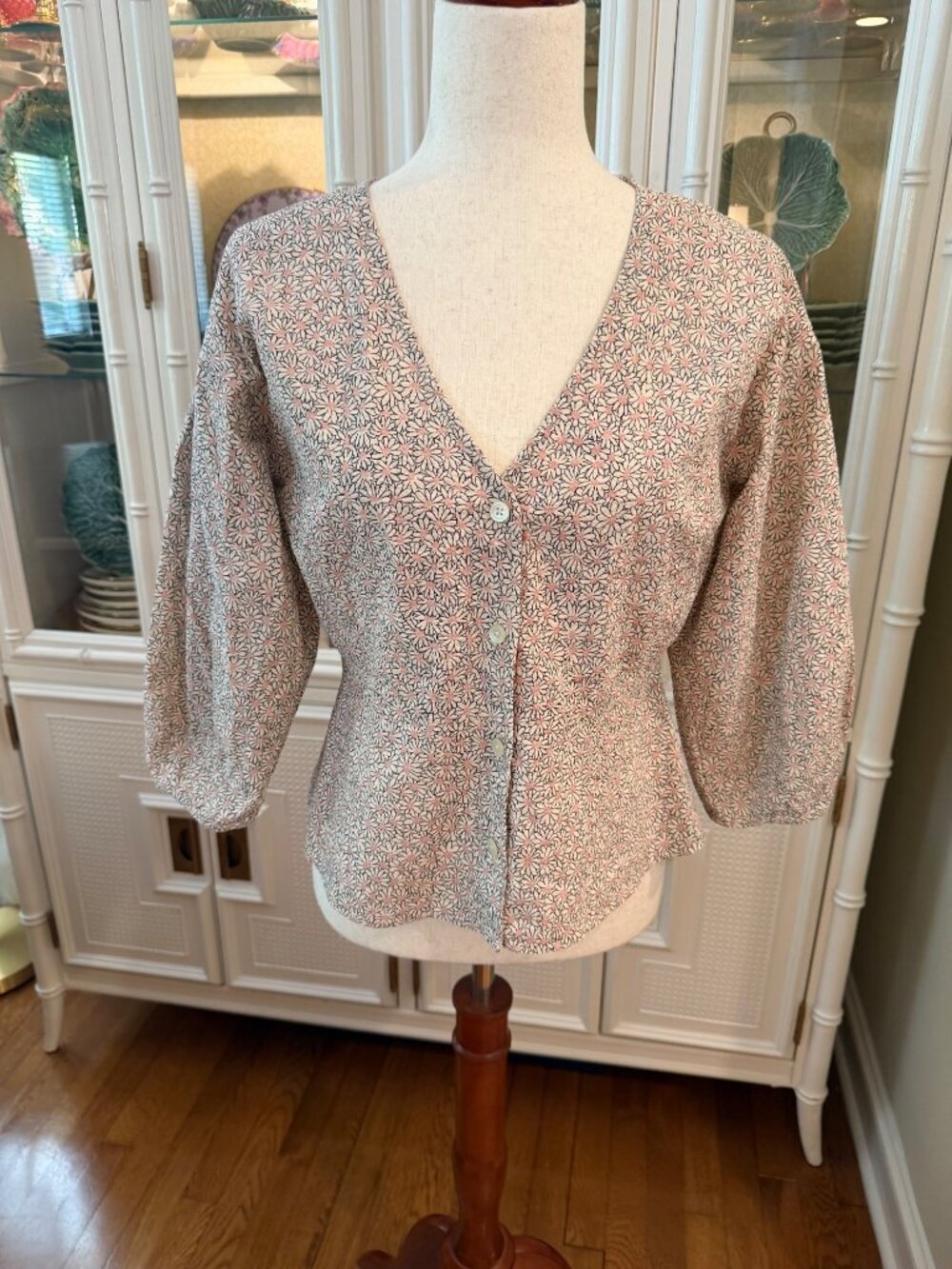 Madewell Florentine Peplum Button-Down Blouse Daisy Print size 4